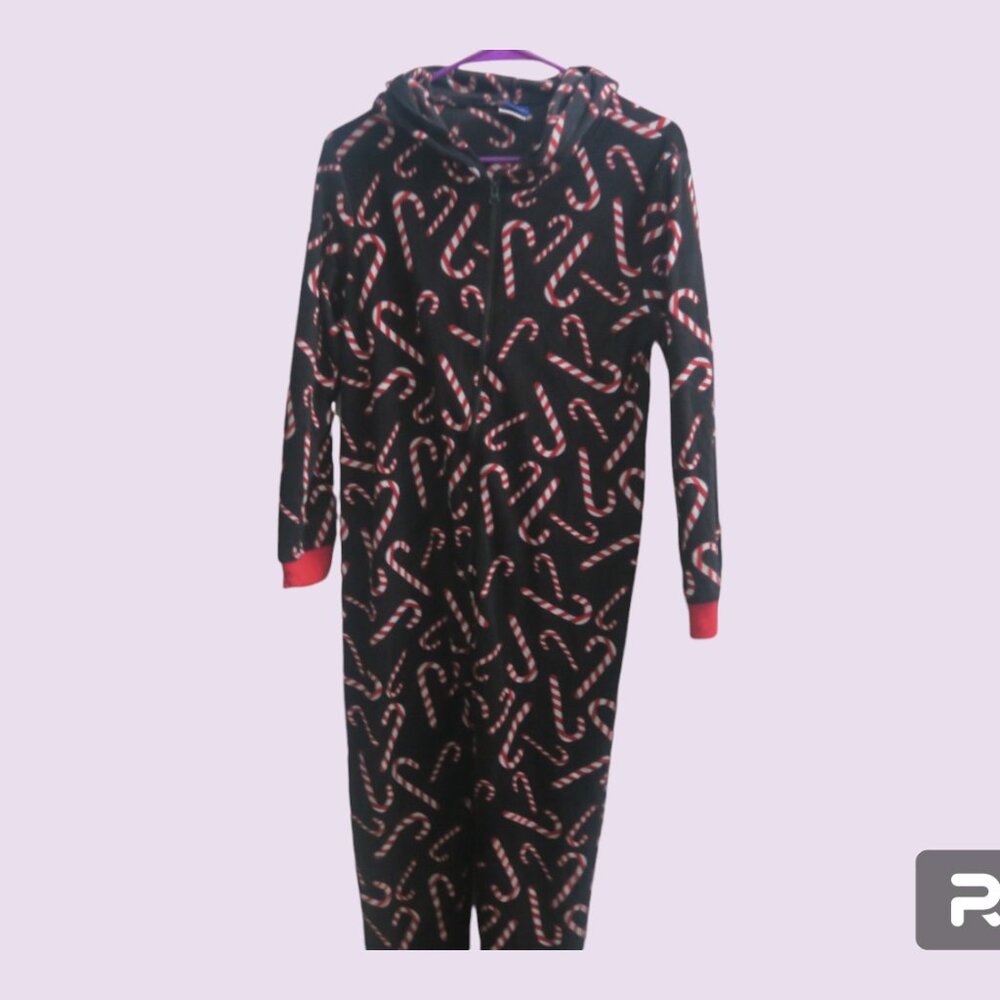 Prince of Sleep style 65729-10179 candy cane onesie christmas pj pajamas black